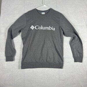 Columbia Men's Pullover Sweatshirt Gray Logo Fleece Crew Neck Long Sleeve Medium